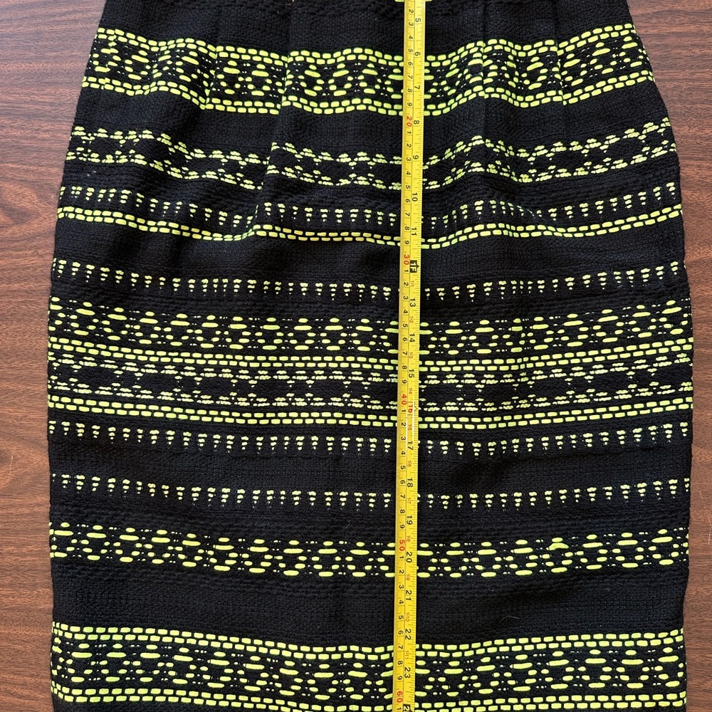 Rare J. Crew Collection Black and Neon Yellow Pencil Skirt - Picture 2 of 7